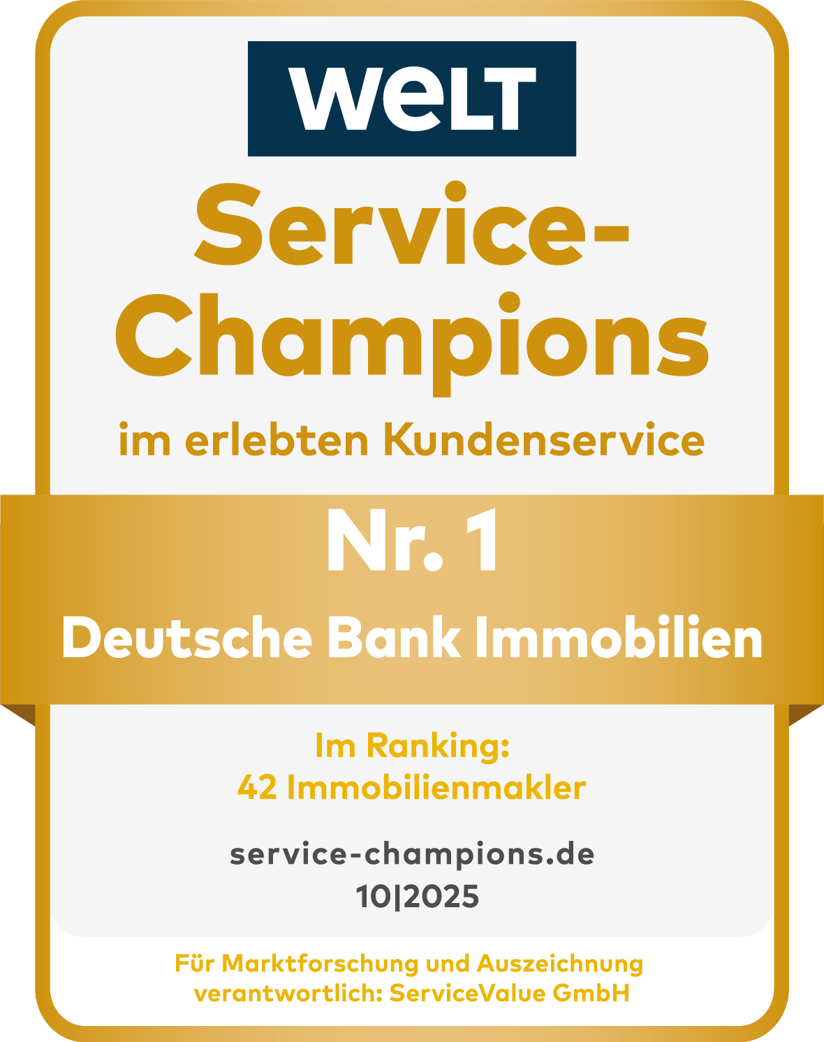 WELT Service-Champions Nr. 1 – Deutsche Bank Immobilien